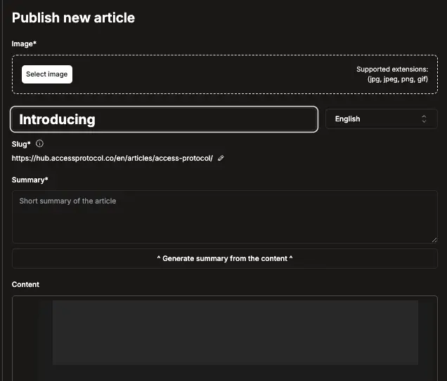 Content section on Access Hub